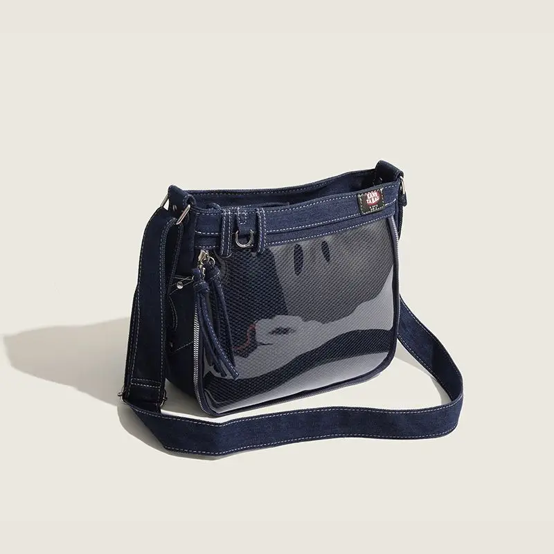 Ita Bag New Japanese Casual Denim Blue Crossbody Bags Women Solid Y2k Transparent Shoulder Bag Popular JK Uniform Bolsos