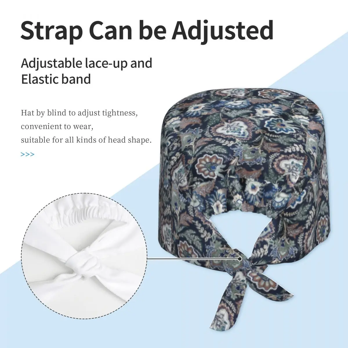 فيرا برادلي نمط ملون فرك قبعة الطبيب العمل الجراحية قبعة الرجال النساء قابل للتعديل قبعات التمريض لطبيب الأسنان