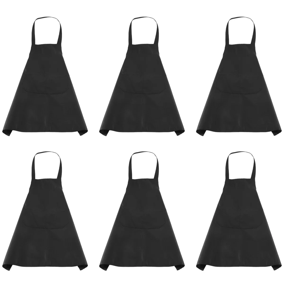 6 Pack Black Kitchen Apron with 2 Pockets Anti-Dirty Apron Suitable for Barbecue Kitchen Cooking Baking Restaurant