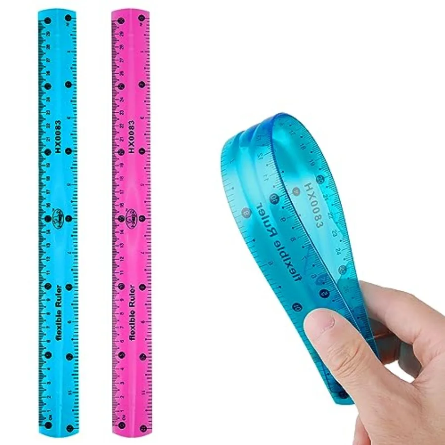 

Flexible Ruler for School Classroom Office Use Plastic Purple+Blue Shatterproof Soft Bendable Clear Straight Edge 30cm/12inch 2