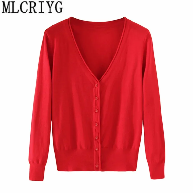 Mùa Xuân Nữ Dệt Kim mũ Size 5XL Cổ Tim Nữ Dài Tay Nữ Cardigan Ngắn Áo Len sueter mujer "YQ213