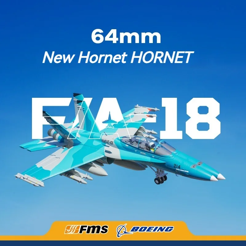 Fms New 64mm F-18 Ducted Jet Aircraft Rc Plane Assembled Fixed Wing Model Fighter Jet Reverse Thrust Simulation Aircraft