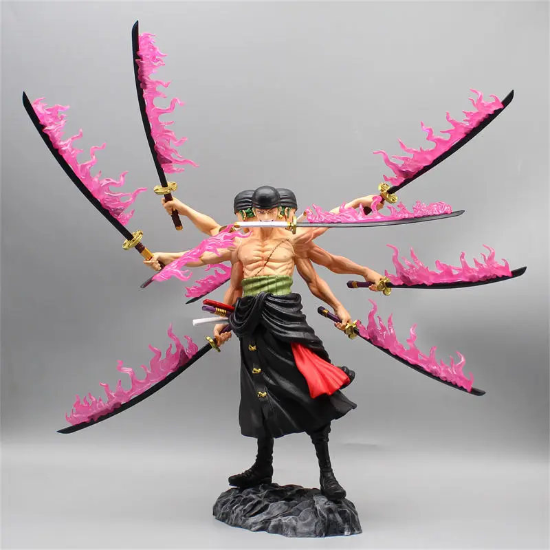 

40cm Standing One Piece Gk Three Headed Six Armed Asura Sauron Three Knife Flow Handmade Model Decoration Anime Surrounding Toy