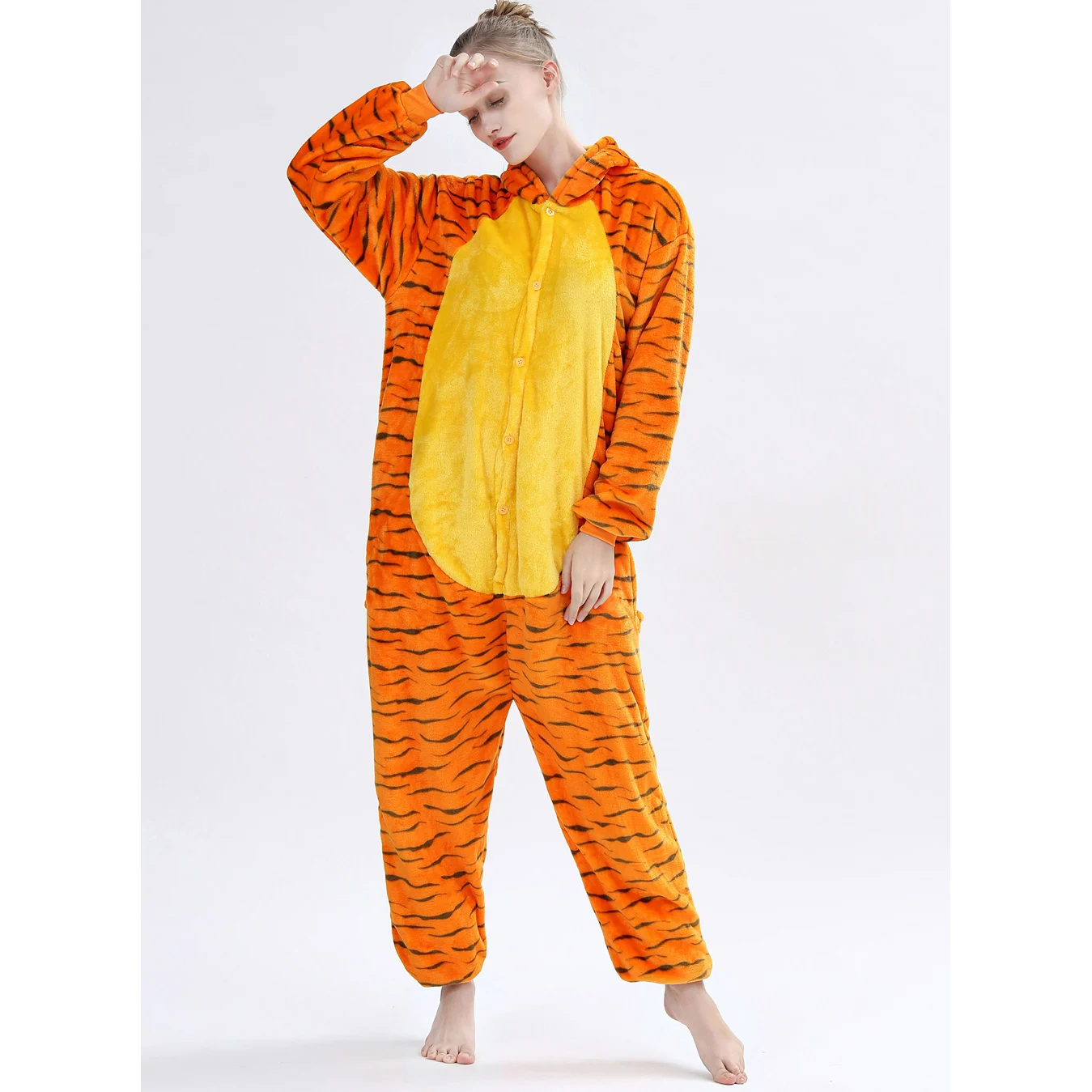 الشتاء للجنسين ثلاثية الأبعاد القفز النمر تأثيري ازياء نيسيس Kigurumi نيسيي منامة الكبار الفانيلا منامة الحيوان ملابس خاصة بذلة