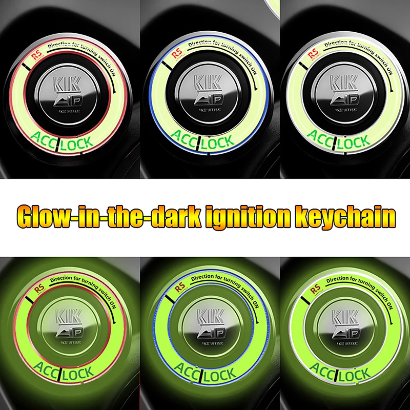 1Pc Car Stickers Luminous Key Ring Ignition Switch Protective Styling Decoration Auto Glowing Key Ring Fluorescent Stickers