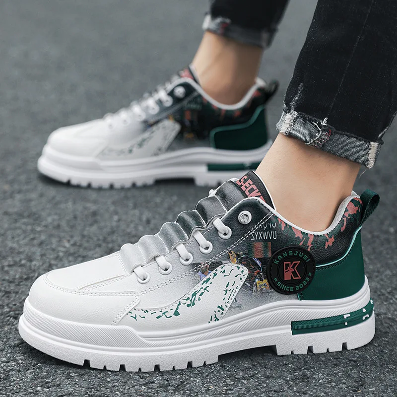 Spring new men's shoes increase thick sole casual board shoes men waterproof non-slip all match breathable small white shoes