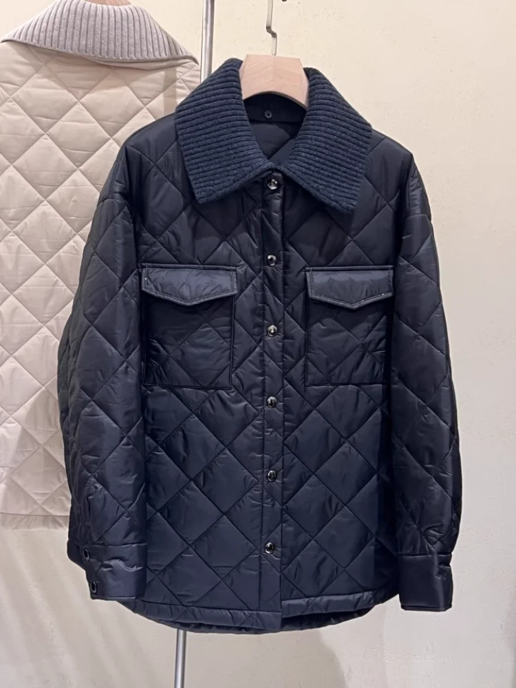 Quilted Beads Embellished Single Breasted Padded Coat