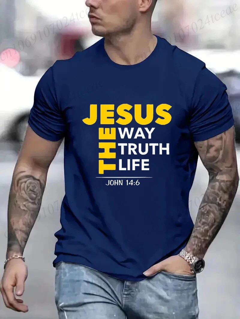 Jesus Print Mens T Shirt, Tees for Men, Casual Short Sleeve T-shirt for Summer Fashion Casual for All-Season Comfort & Easy Care