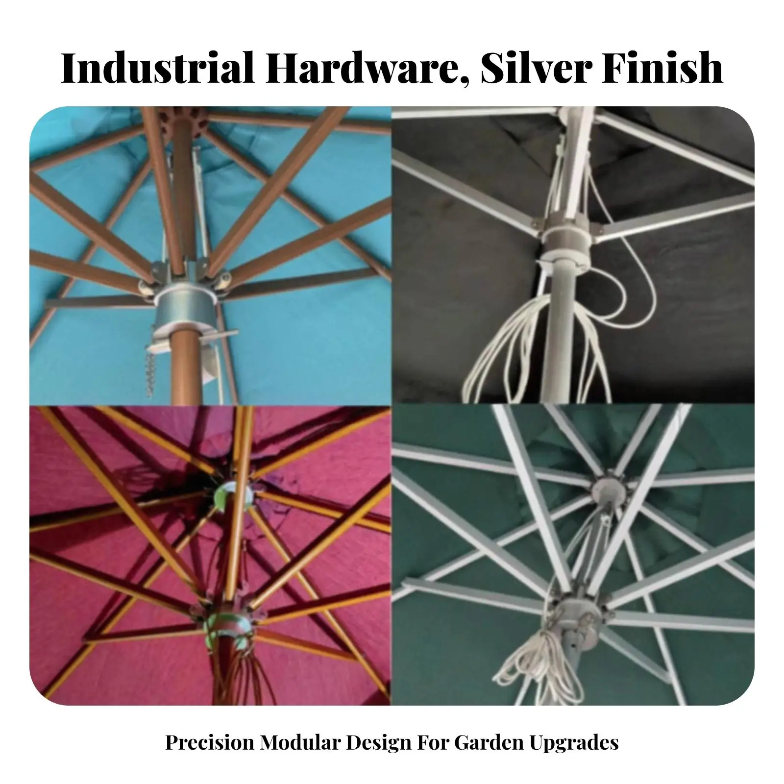 Cast Aluminum Parasol Frame Component Umbrella Hub Connector with U-clip for Outdoor Patio Canopy Repair Replacement Part