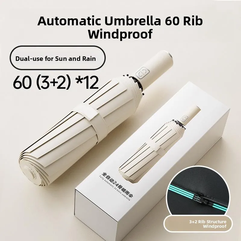 مظلة أوتوماتيكية مزدوجة على شكل عظمة التنين للرجال، مظلة مقاومة للماء للمطر والشمس، مزدوجة الأغراض، حجم مزدوج مضغوط للسيدات ل... #2