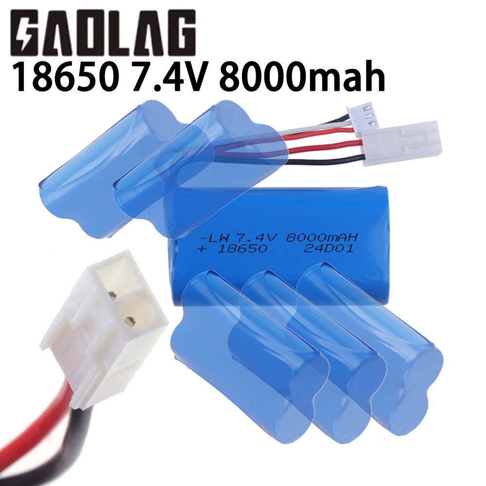 EL-2P Plug 7.4V 8000Mah Li-ion Battery For FT009 FX067C HQ955 948 K959 HJ817 816 RC Speed Boat Spare Parts Replace Accessories