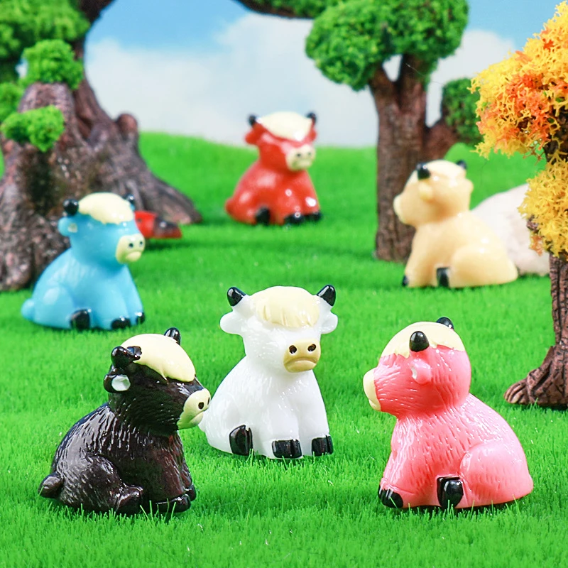 Cute Cartoon Realistic Yak Animals Model Figurines Education Kids Toys Micro Landscape Ornament DIY Home Decoration Gifts