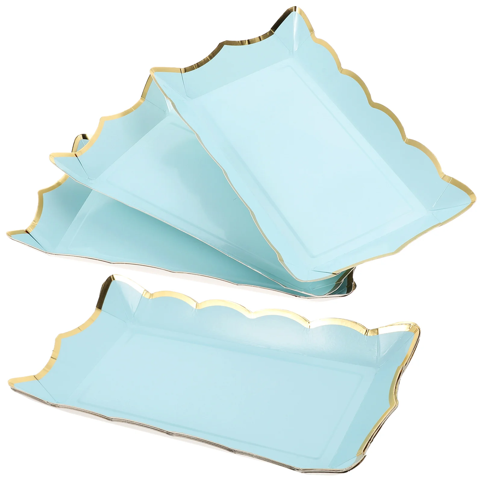 4 Pcs Square Paper Lace Plate Serving Platters Cutlery Trays Cardboard Catering for Food Set Cupcake