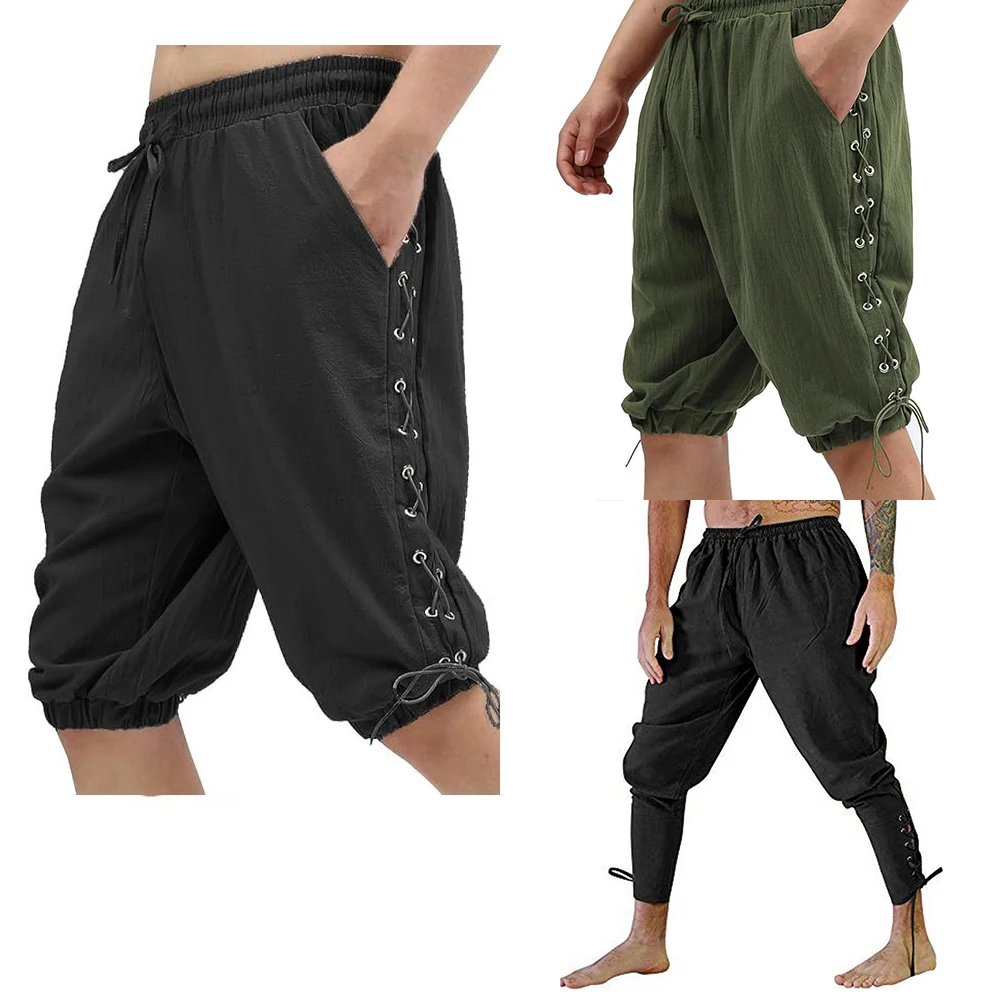 

Viking Men Medieval Pirate Short Pants Thin Celtic Adult Costume Loose Leggings Viking Navigator Leg Bandage Trouser