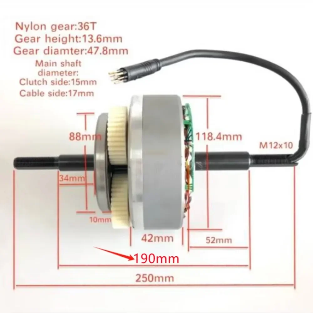 36V/48V/52V/60V Gear Motor Core, 500W-1000W Electric Bicycle Accessory