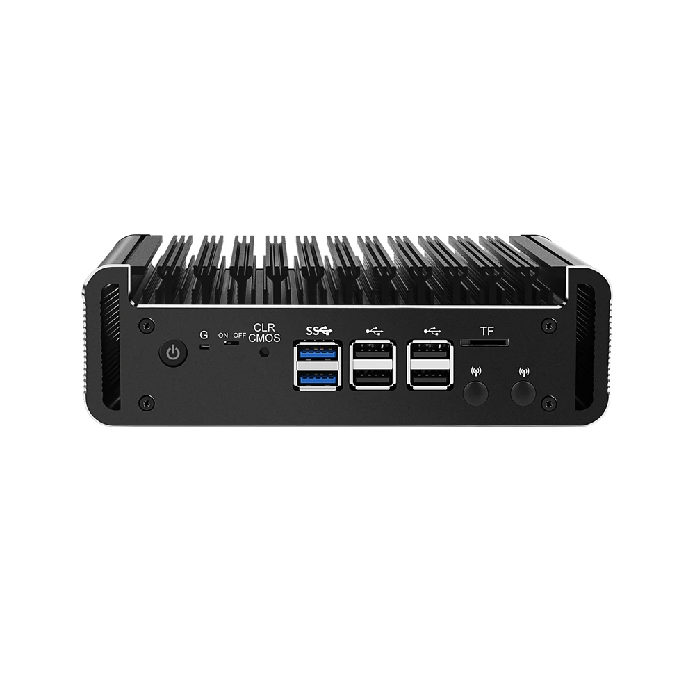 HUNSN Mikro Firewall Appliance, Mini PC, PFSense, Mikrotik, Intel Twin Lake N355, RJ36, OPNsense, VPN, Router PC, GPIO, HD, 4LAN, 8USB