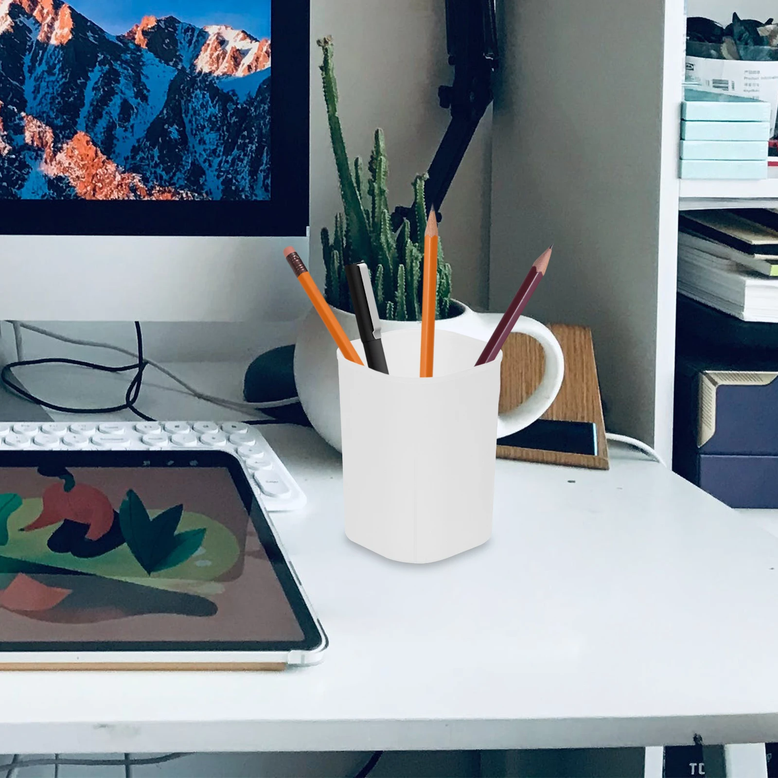 

Pen Cup Holder Holders Makeup Tool Container Storage Box White Clear Organizer Bins