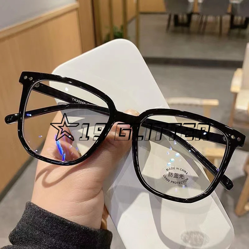 Fashion Anti-blue Light Eyeglasses Man Women Oversized Square Glasses Frame Retro Black Big Eyeglasses Computer Spectacles