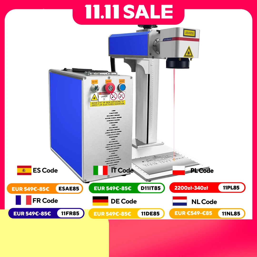 מכונת סימון בלייזר VEVOR 30/50W לחיתוך מתכת, פלדת אל-חלד, טבעת זהב כסף ותכשיטים