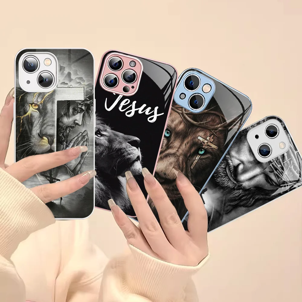 

Jesus Christ Christian Phone Case For iPhone 15 13 12 Mini 11 Pro XS Max X XR 14 Plus Tempered Glass Cover