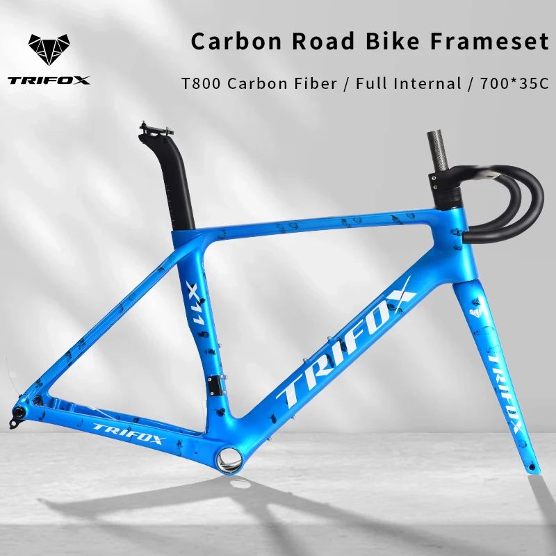 

Trifox Ultralight Carbon Disc Brake Road Bicycle UDH 700*35C Full Internal Cable Routing Bike Frameset X11
