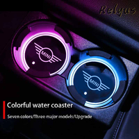 Car Colorful LED Luminous Light Cup Coaster Mat For BMW Mini F54 F55 F56 F60 R60 Clubman Countryman Auto Accessories