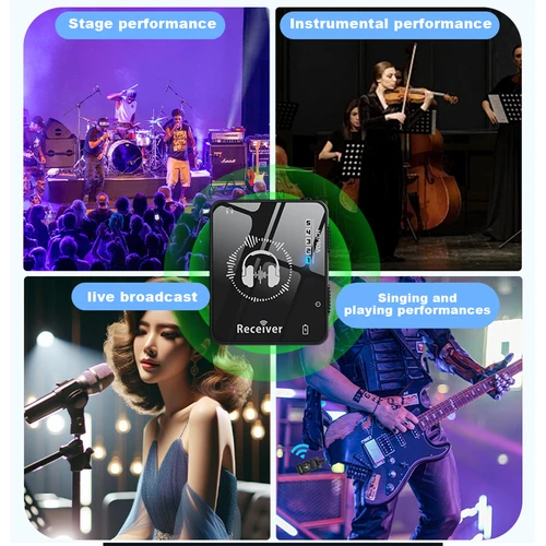 Imagen 2 del producto Sistema de Monitor inalámbrico en la oreja, transmisor receptor recargable, duración de la batería de 10H para pruebas de banda de estudio, rendimiento en vivo