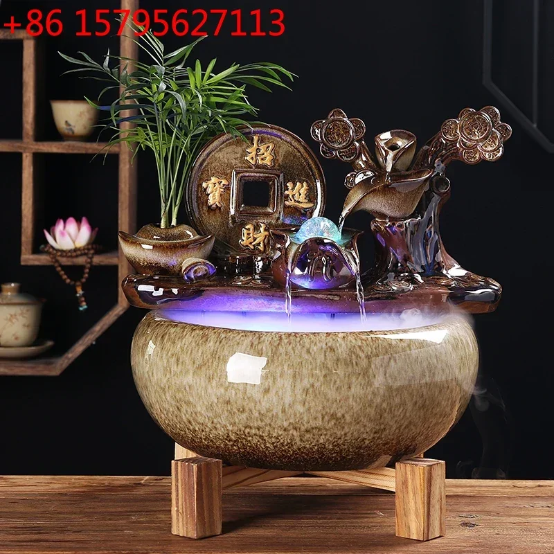 

Lucky Flowing Water Ornaments Circulating Water Fish Tank Home Hallway Decorations Opening-up Housewarming Gifts
