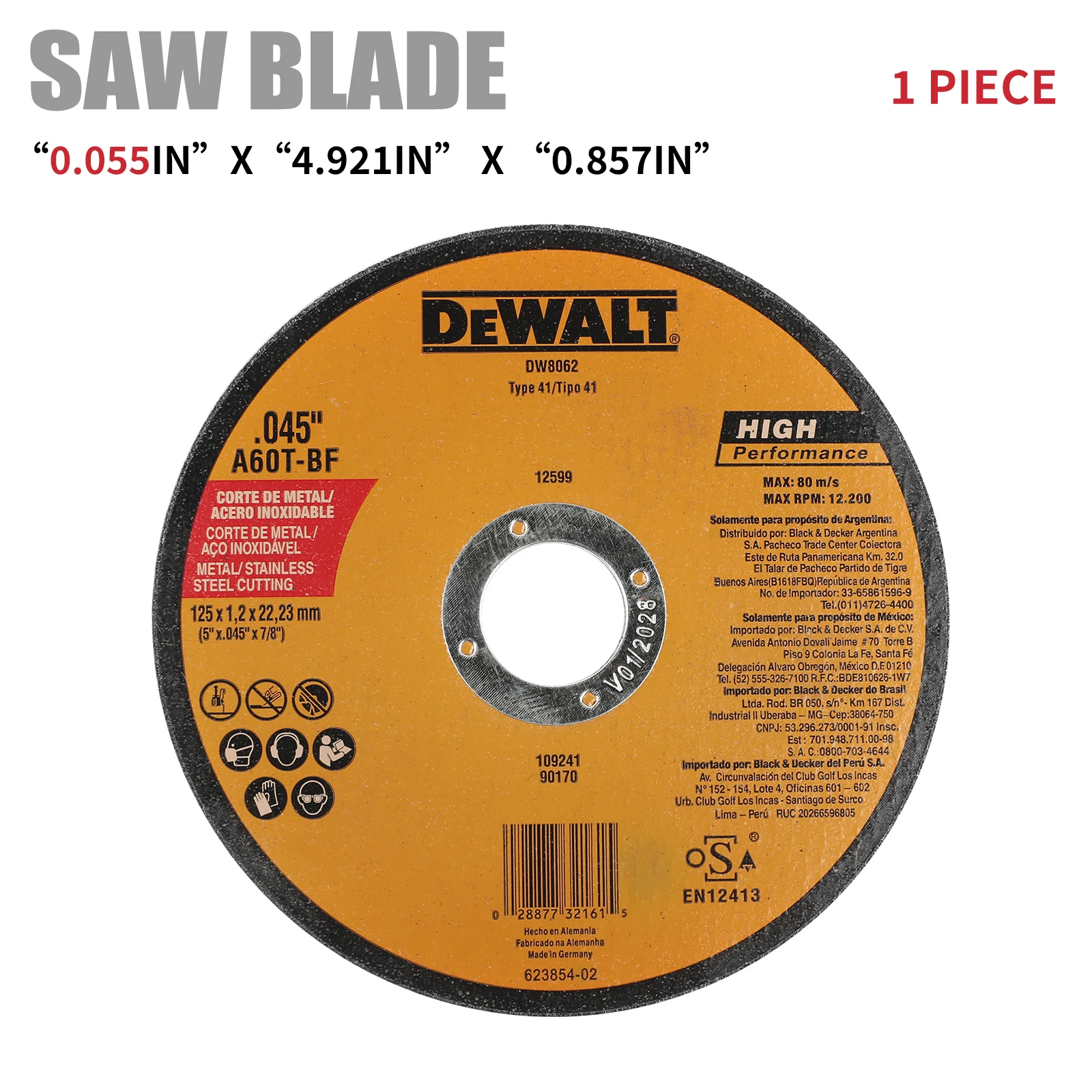 Angle Grinder 4.5 - عجلة قطع ديوالت DW8062 مقاس 4.5