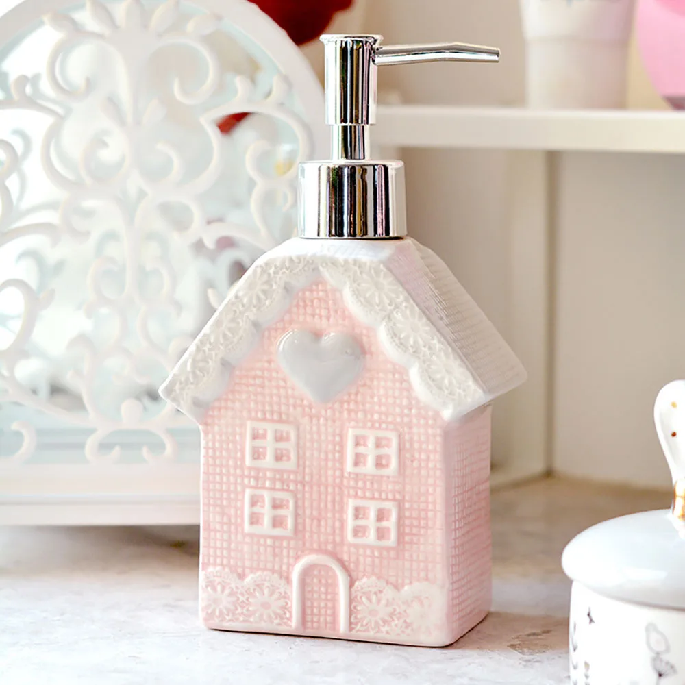 Creative House Design Ceramics Bottle Shower Gel Shampoo Liquid Soap Press Bottle Home Bathroom Accessories Storage Bottle 350ml