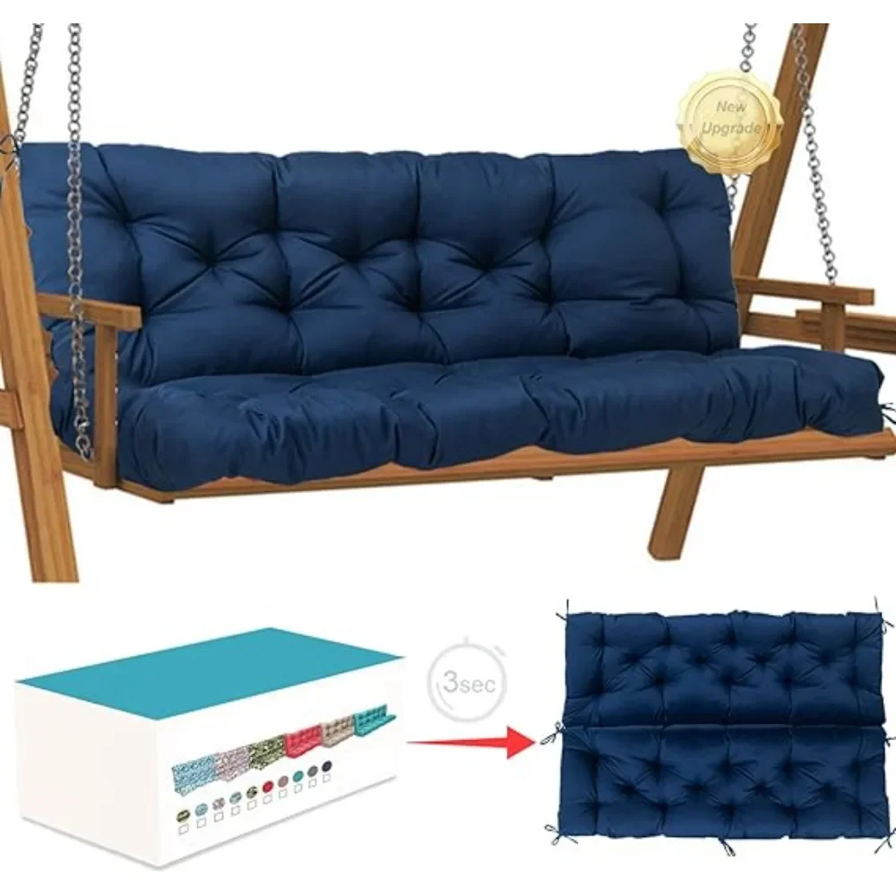 

Porch Swing Cushions,Thicken 4" Outdoor Swing Cushions, Outdoor Bench Cushion with Backrest and Ties