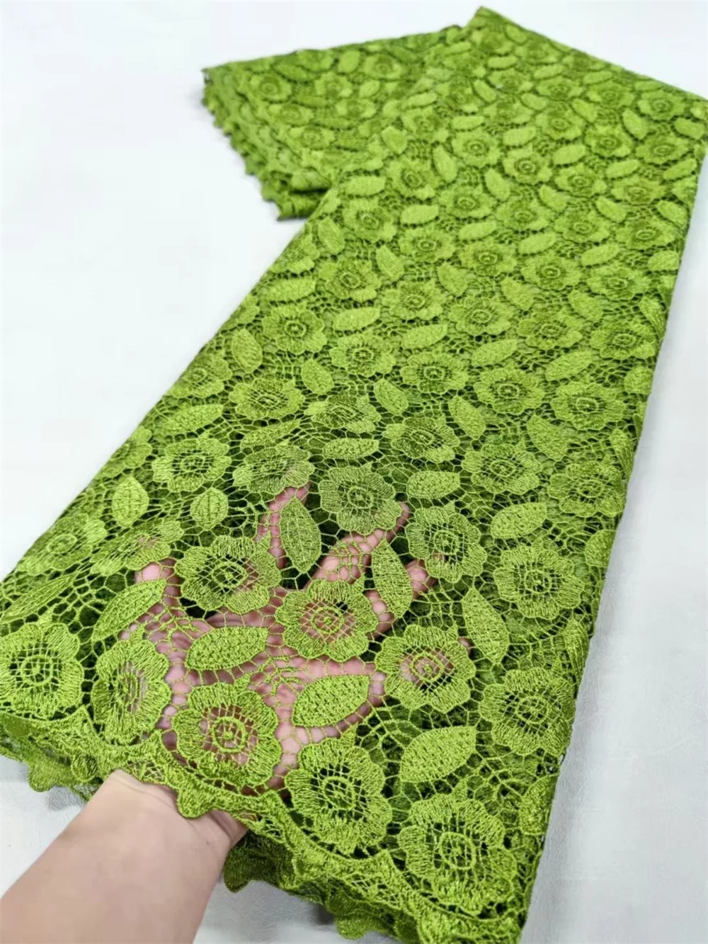 

African guipure cord lace fabric high quality embroidery cord lace fabric wedding dress for nigerian women 5yards