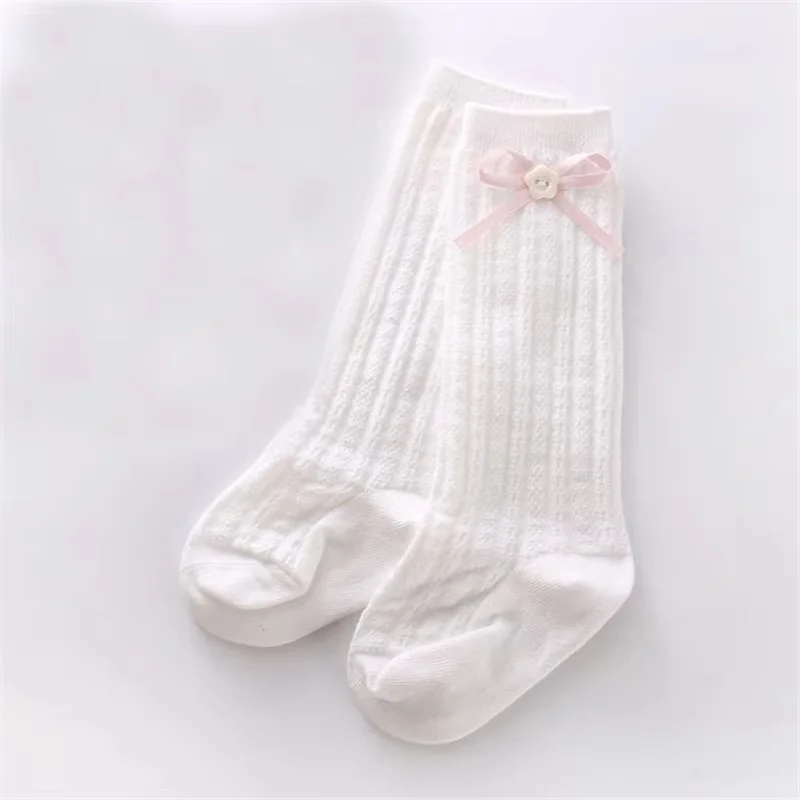 Children's Knee High Socks Spring Autumn Cotton Solid Baby Girl's Princess Long Sock Kids Soft Child Student Sport Sock 0-6Years