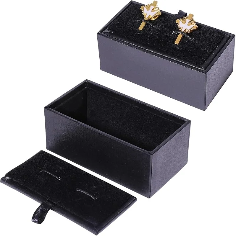 Men's Cufflink Gift Box Quality Leather Jewelry Storage Case for Cuff Links Tie Clips Badges Elegant Wedding/Business Gift Boxes