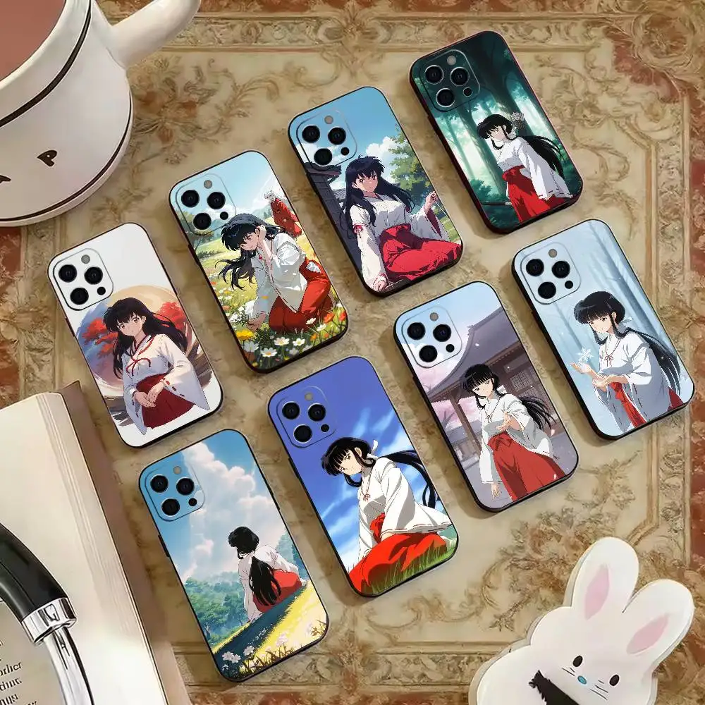 

Tragic Miko Kikyo Phone Case For iPhone 16,17,14,14,13,12,11 Plus,ProMax,XS,Soft Black Silicone Cover