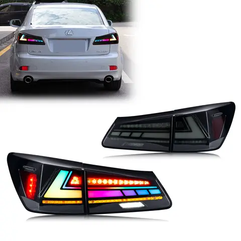 LED RGB Tail Lights For Lexus IS250 IS350 ISF 2006-2012 Colorful DRL Dynamic Animation Sequential Blinker Rear Lamps Assembly