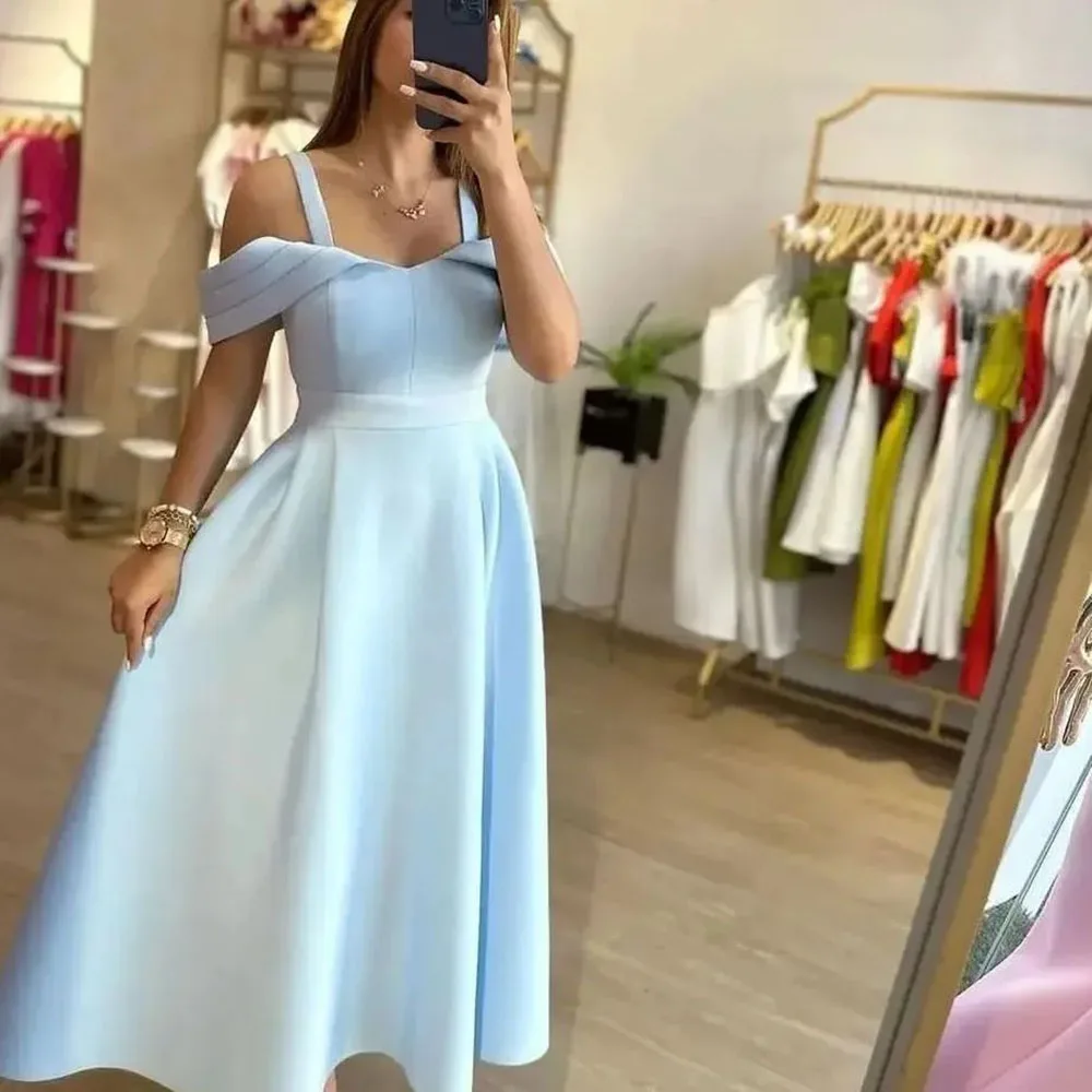 Satin Short Prom Dresses For Wedding Guest Dress A Line Cocktail Dress Off The Shoulder Bridesmaid  Dress Wedding Party Gowns