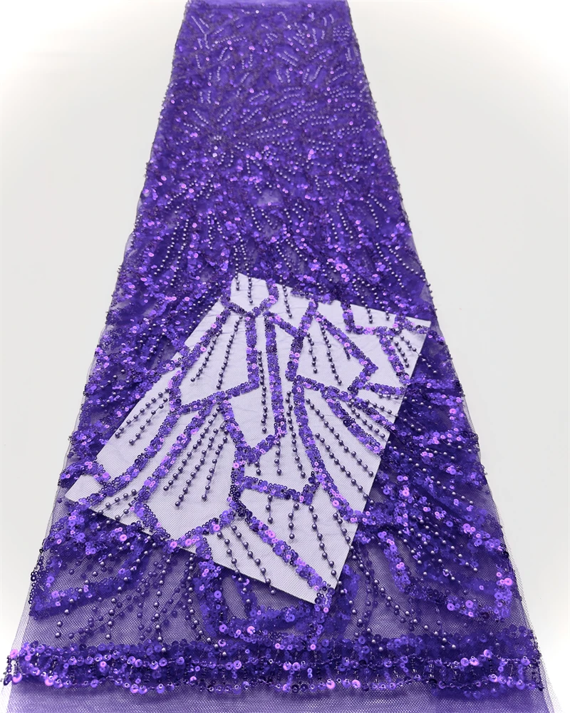 Tissu africain en dentelle de luxe, paillettes et perles de haute qualité pour mariage nigérian, Tulle français, offre spéciale, 2025
