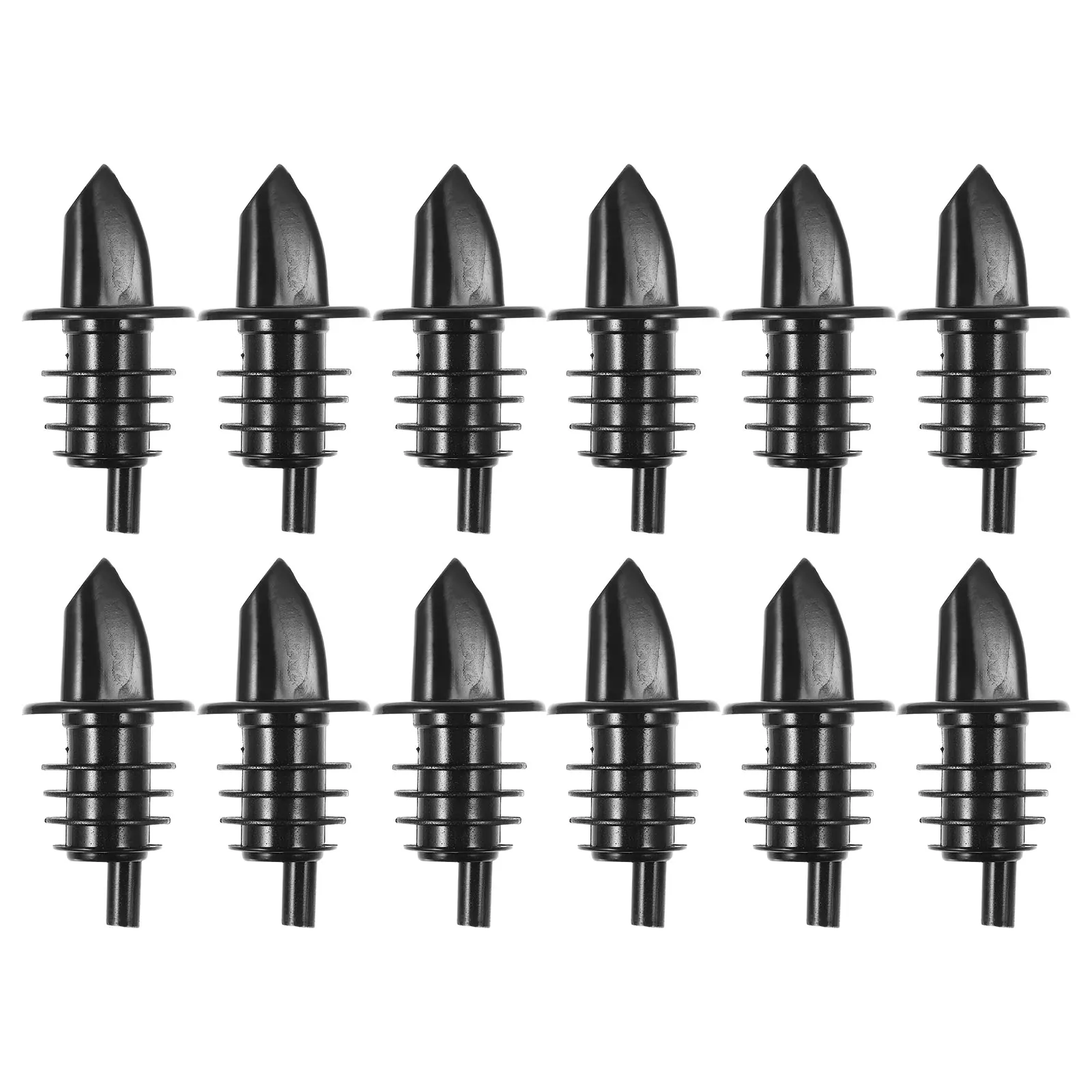 

12 Pcs Bottle Pourer Liquor Accessories Reusable Dispenser Black ABS Fits Various Bottles Control Accuracy Less