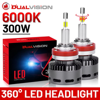 Dualvision H7 LED 360 H4 Car Headlight Canbus 300W LED H11 H1 9005 HB3 9006 HB4 9012 HIR2 6000K Turbo Lamps For Projector Lenses