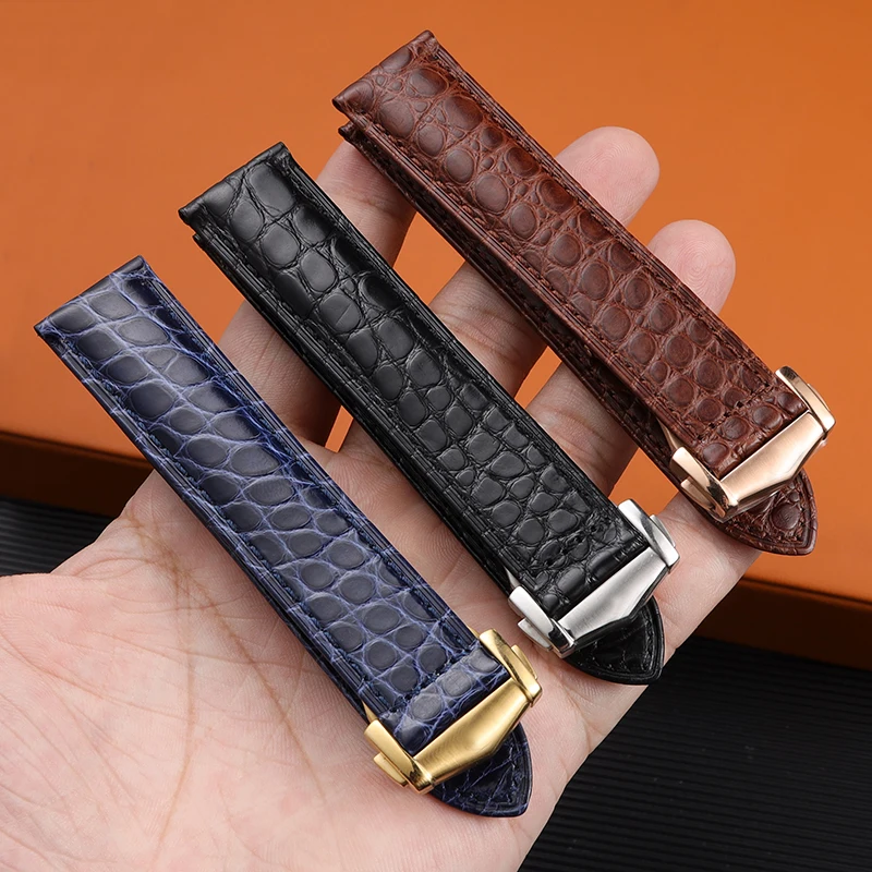 

For Omega Crocodile Genuine Leather Watchband De Ville Seahorse Super Original Watch Strap Men And Women 19mm 20mm 21mm