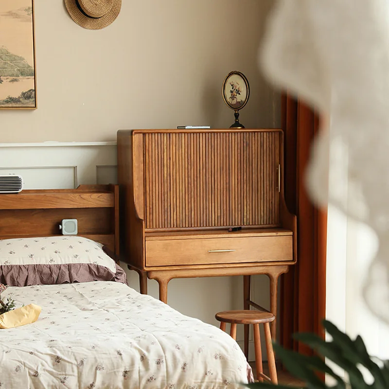 

Французский комод из массива дерева в средневековом стиле, современный туалетный столик для спальни, вишневое дерево, легкая роскошь