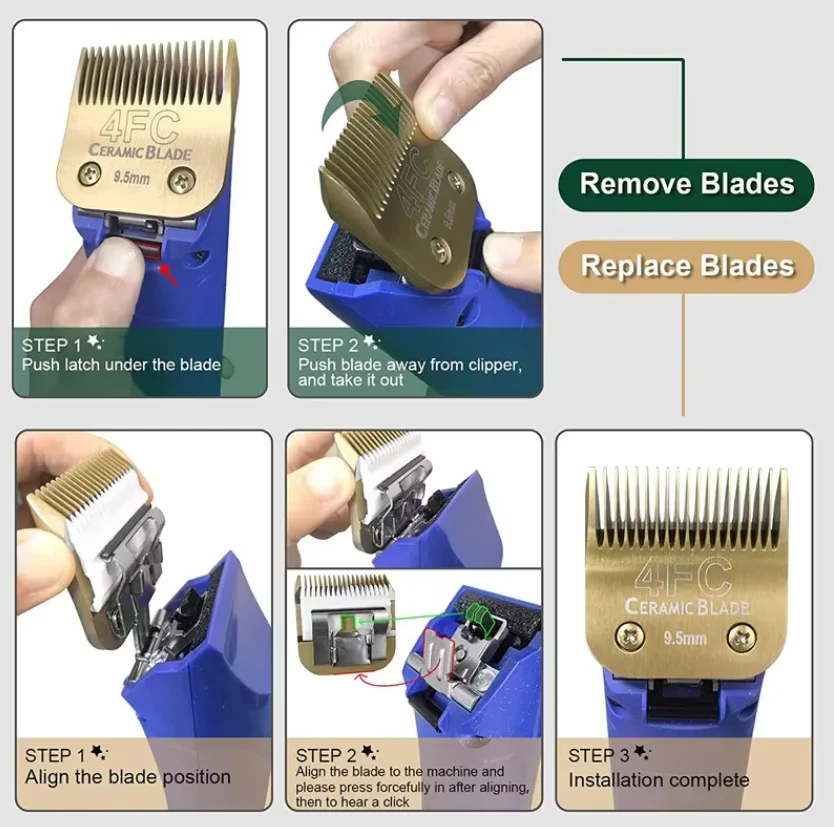 7FC/5FC/4FC/#10/#15/#30/#40 Pet Dog Clipper Detachable Ceramic Pro Blades Set Compatible with Andis, Oster A5, Wahl KM10 Seri - view 5