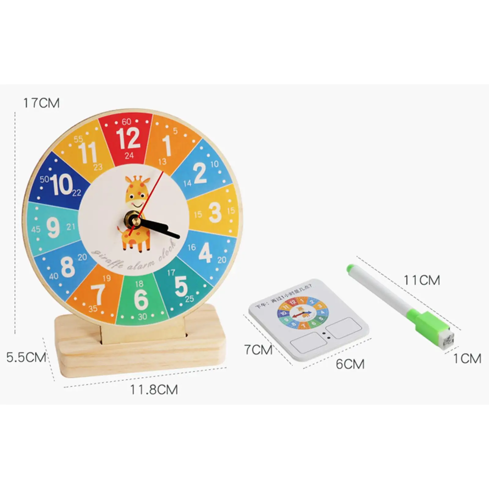 Reloj educativo de madera para niños, juguete para el hogar, suministros escolares para niños pequeños