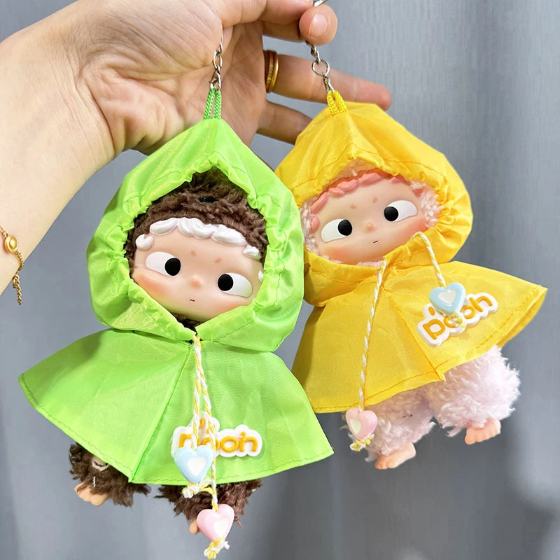 

Raincoat Doll Clothes 15cm Cotton Doll Starfish Body Sunscreen Suit Yellow Green Raincoat Pendant