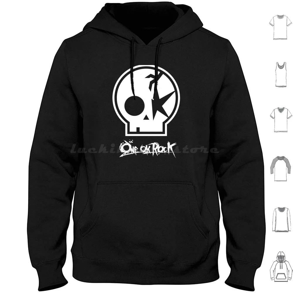 Sudadera con capucha blanca con logo de One Ok Rock, manga larga, banda One Ok Music Japan, gira One Ok, banda japonesa, One Ok japonés