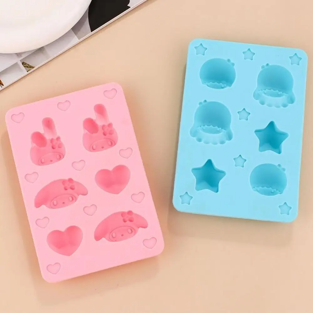 6grids Sanrio LittleTwinStars Food grade Silicone Ice grid mold diy Dessert Ice making mould Cartoon anime Creative periphera