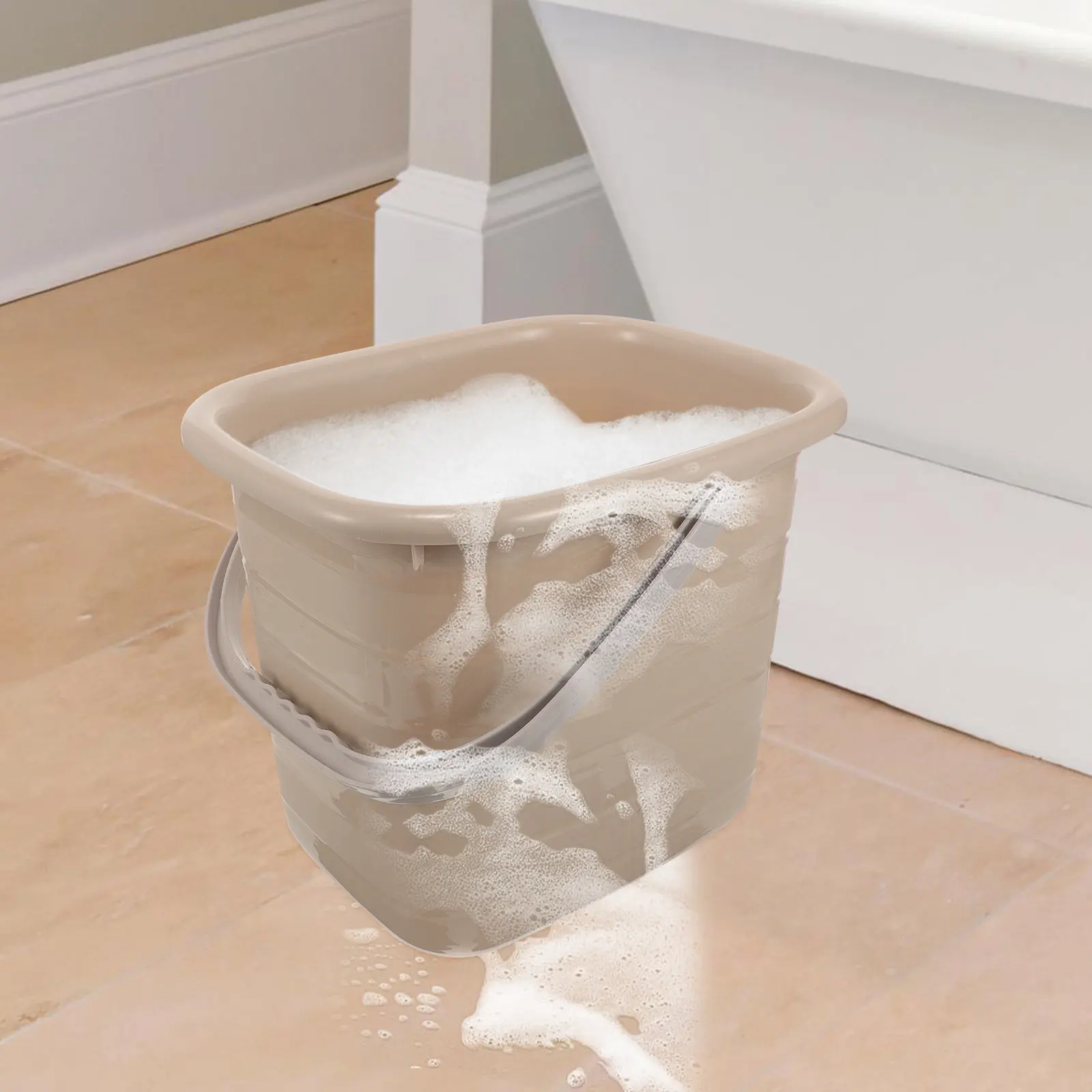 

Multipurpose Plastic Bucket with Handle Sturdy Design Portable for Home Water Storage Cleaning Products Garden Utility