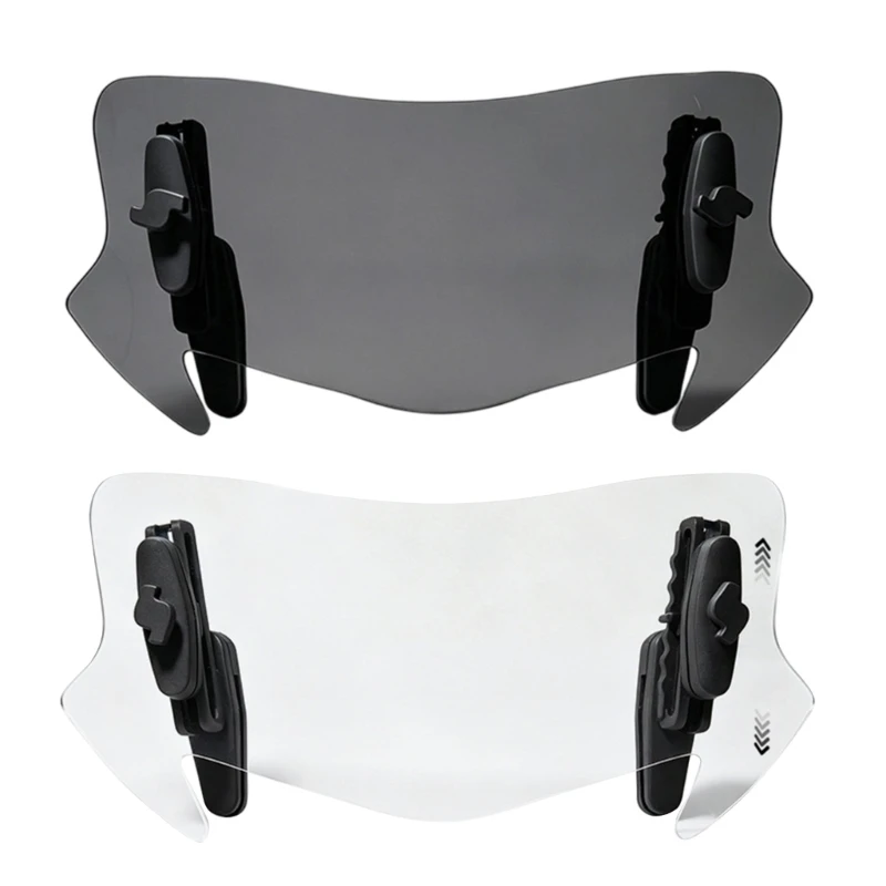 Adjustable Motorcycle Windshield Extension Deflector, Clamp-On Acrylic Spoiler for Highway Wind Control and Comfort D7YA