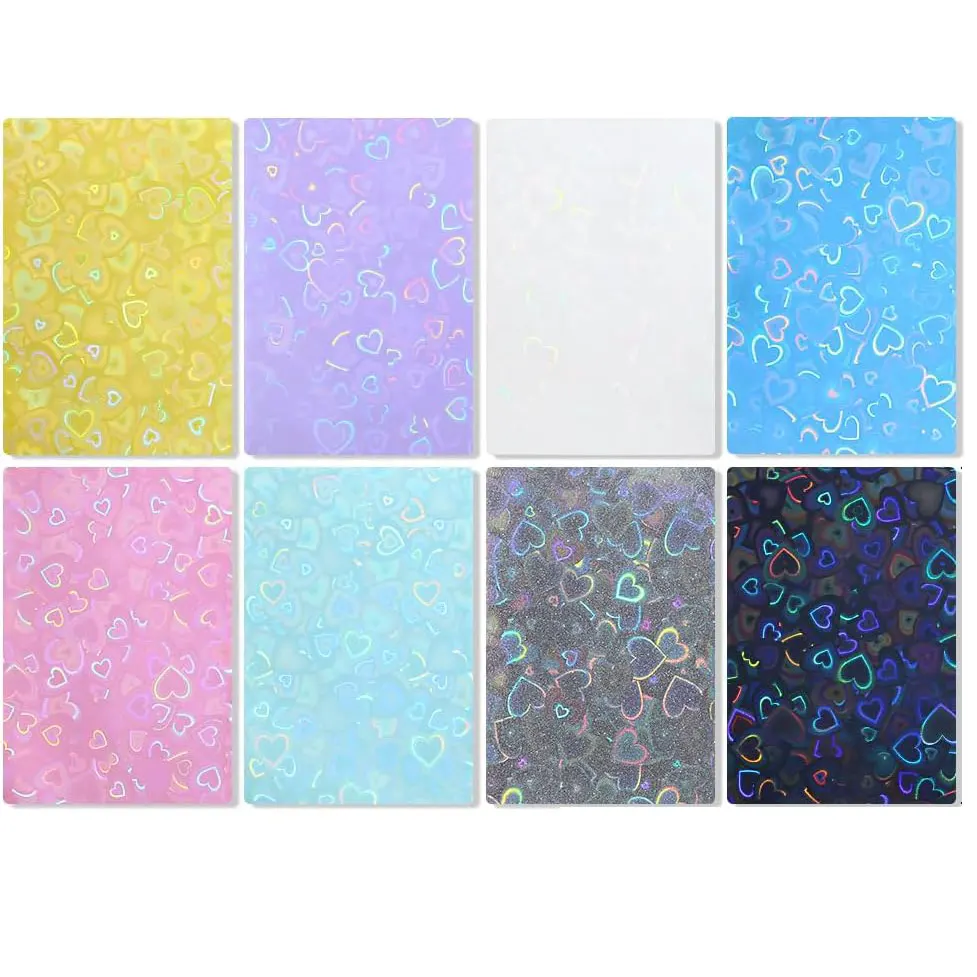 50Pcs Kpop Photocard Sleeves Laser Flashing Love Heart Card Sleeves Holographic Foil Clear Card Sleeves Transparent Trading Card